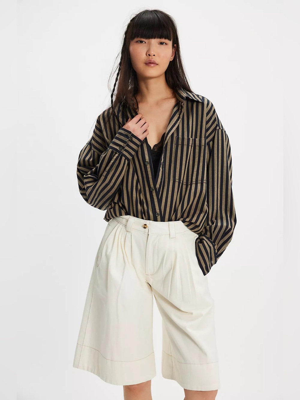 NWT FREE PEOPLE Sadie A-Line Long Shorts | Clean Ivory MSRP $98 Size 12
